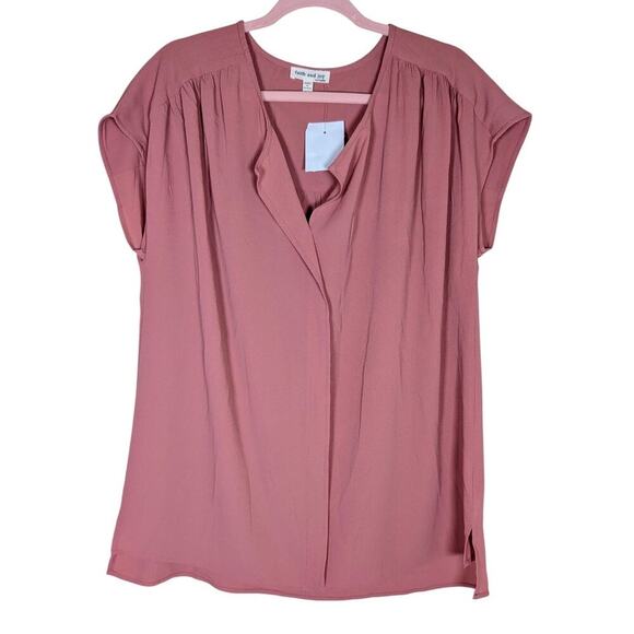 Faith And Joy Women's Shirt Top Blouse Size 2X Mauve Dusty Rose - Picture 1 of 7